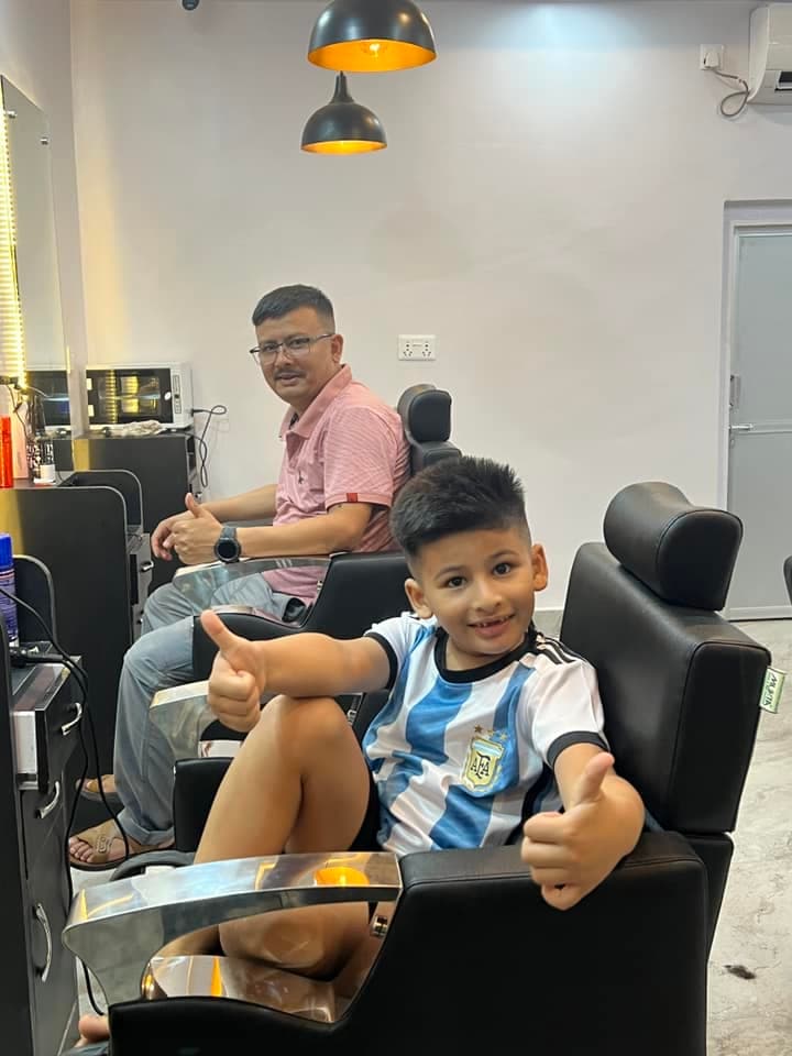Customers enjoying the salon experience.