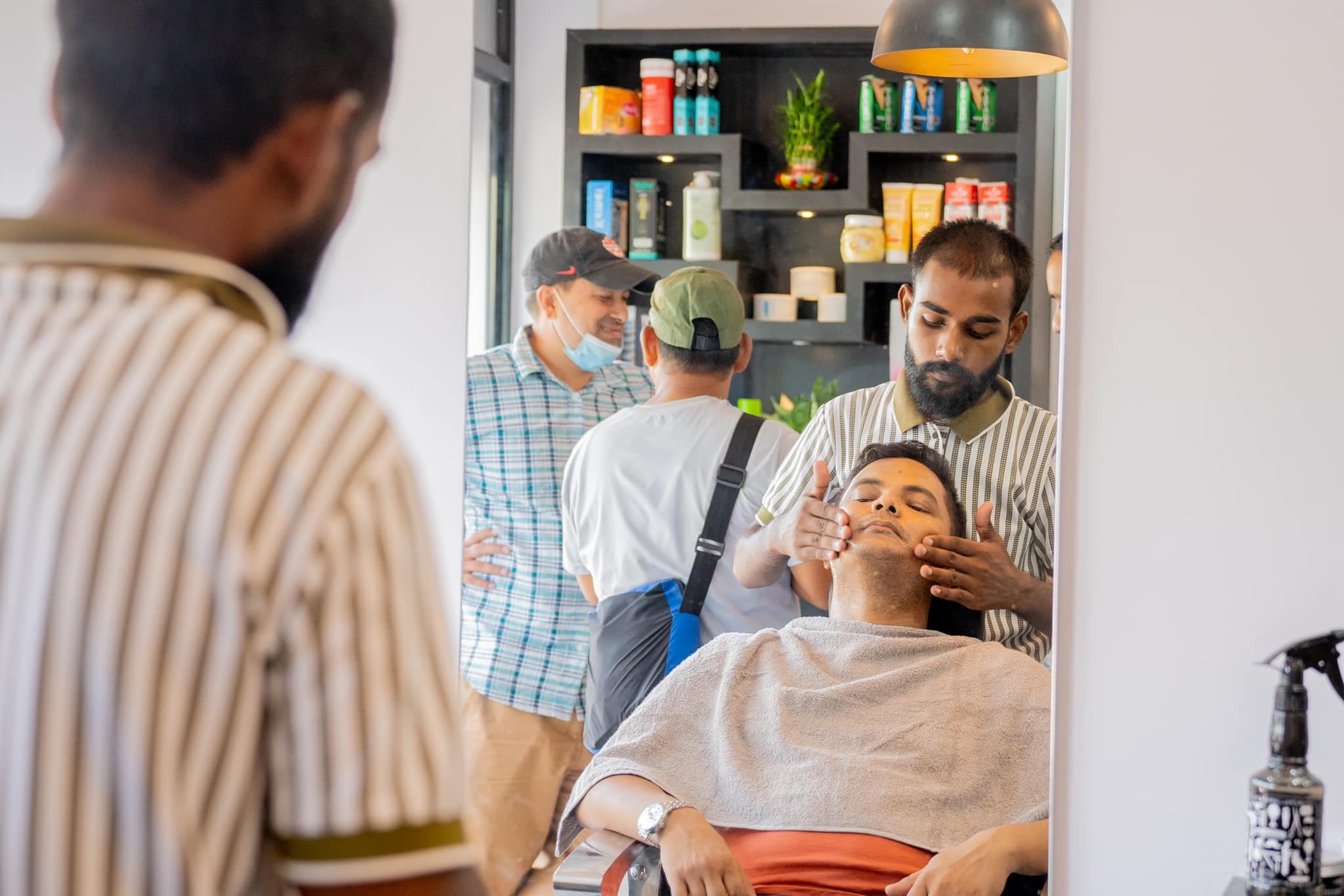 Shaving and grooming service.